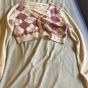 Aeropostale Pink Argyle Cardigan